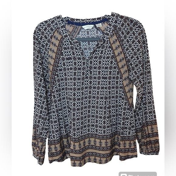 Anthropologie 11 1 Tylho Aubina Peasant Blouse Relaxed Fit Boho Black Medium - Picture 2 of 5